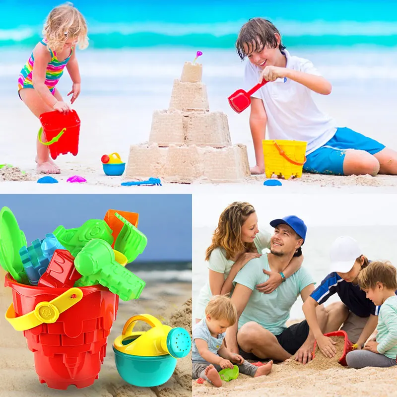 

1Set Kids Beach Toys Plastic Bucket Sprinkler Harrow Shovel Tools for Summer Beach N66