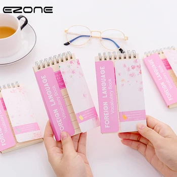 

EZONE Pink Cherry Blossom Mini Notebook Sprial Loose Leaf Memo Pad Office Metting Notepad Pocket Notebook Students Stationery