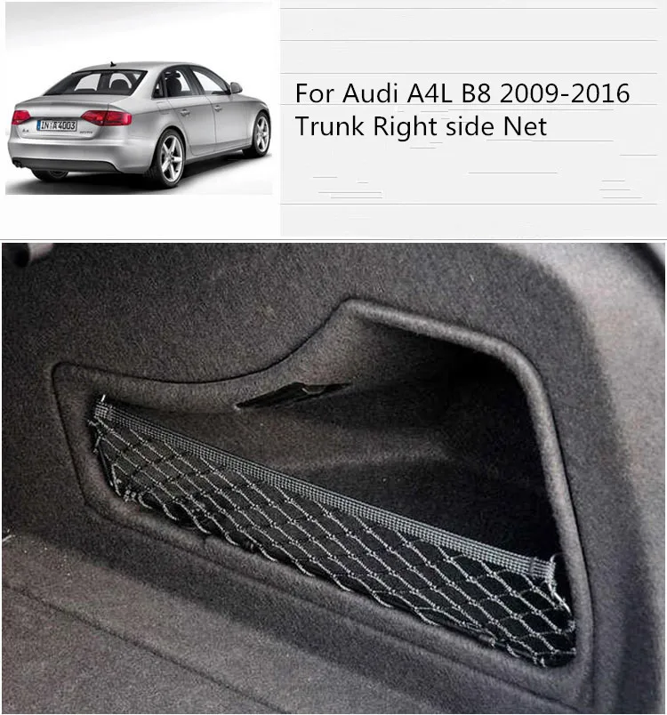 

FOR 2009-2016 AUDI A4L B8 Car Rear Trunk Right Side POCKET CARGO NET MESH LUGGAGE ELASTIC Hook Car Container