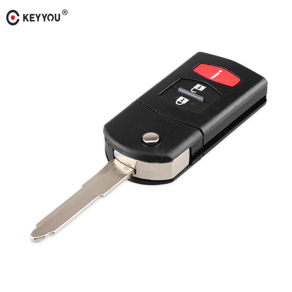 KEYYOU 3 замена кнопки Filp ключ чехол складной Fob корпус автомобильного ключа дистанционного управления для MAZDA 3, 5, 6, MX-5 Miata CX-7 CX-9 RX-8 CX-9