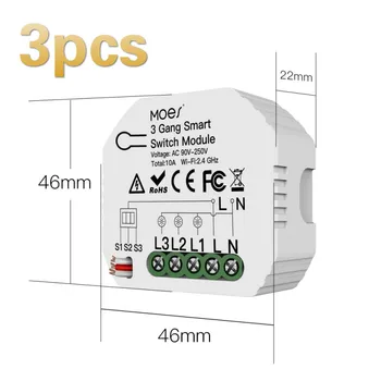 

Wifi Smart Switch Smart Life/Tuya APP Remote Control WiFi Switch Module With Rail Bracket Work With Alexa Google Home 1/2 Way