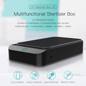 

Multifunctional UV Sterilization Box Mini Disinfection Box for Mobile Phone Key Glasses Jewellery Built-in USB Charging Port