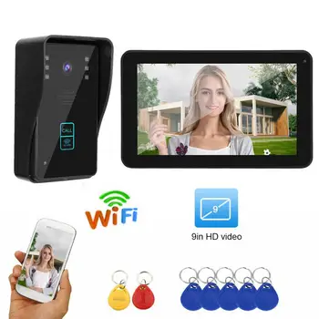 

9in Doorbell Wired Wifi RFID Card APP 2-Way Entry System 1080P IR-CUT Night View 100-240V