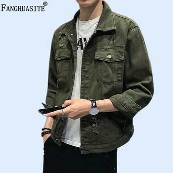 

Men Spring Denim Jacket Cowboy Slim Fit Bomber Outwear Jacket Denim Coat Clothing Men's Jean Jacket Hip Hop Embroidery Coat D233