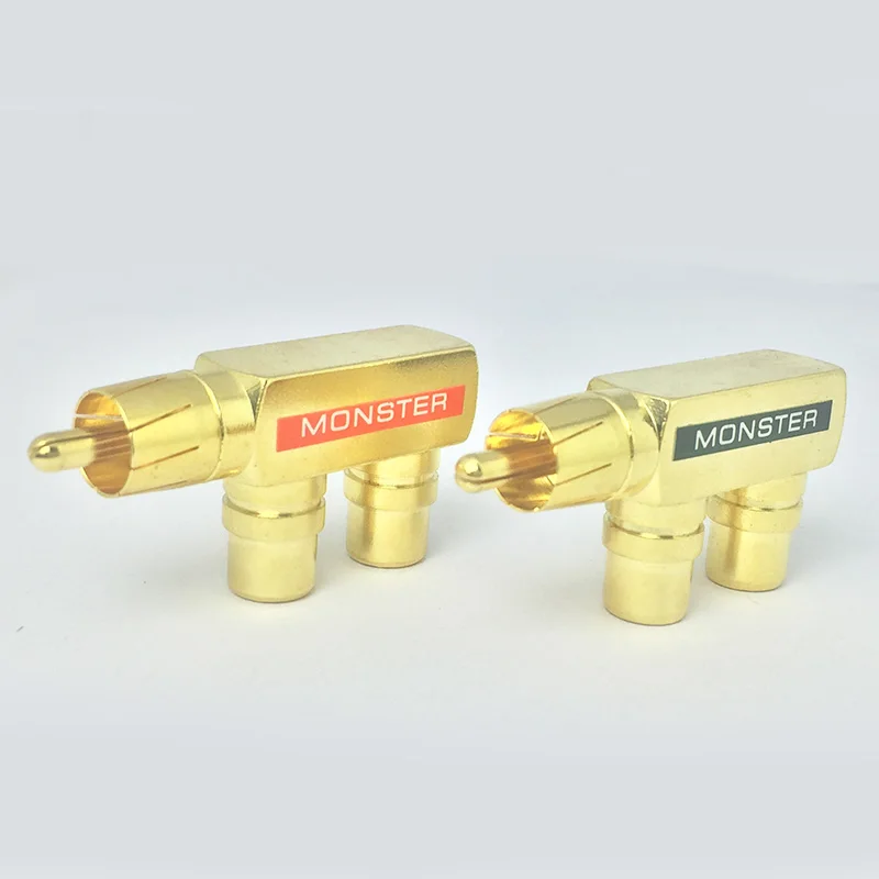 10 шт./лот разъем RCA сплиттер 1xRCA мужской разъем для 2xRCA со штекера на гнездо адаптера позолоченный аудиокабель Переходник RCA конвертер