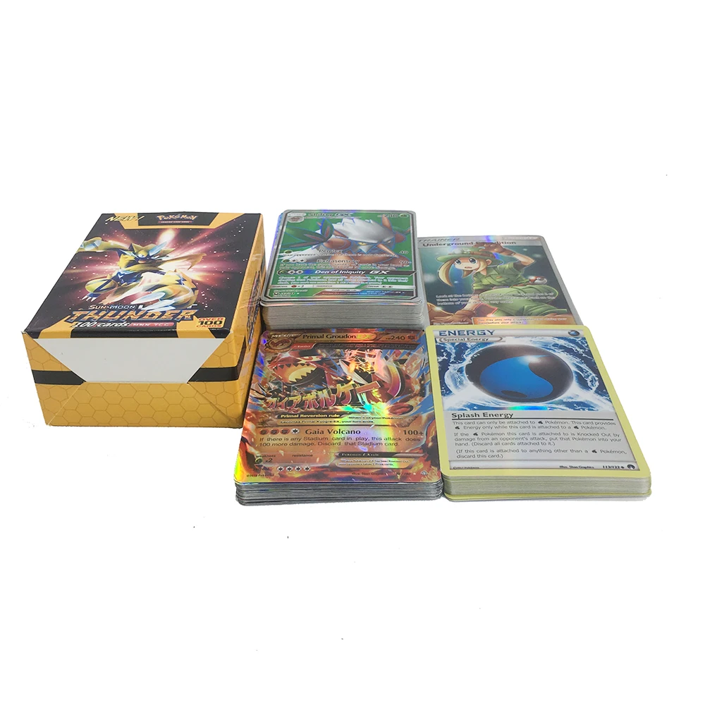 Takara Tomy Pokemon 100 шт. GX MEGA Trainer энергия флеш карта Меч Щит Солнце Луна коллекционный