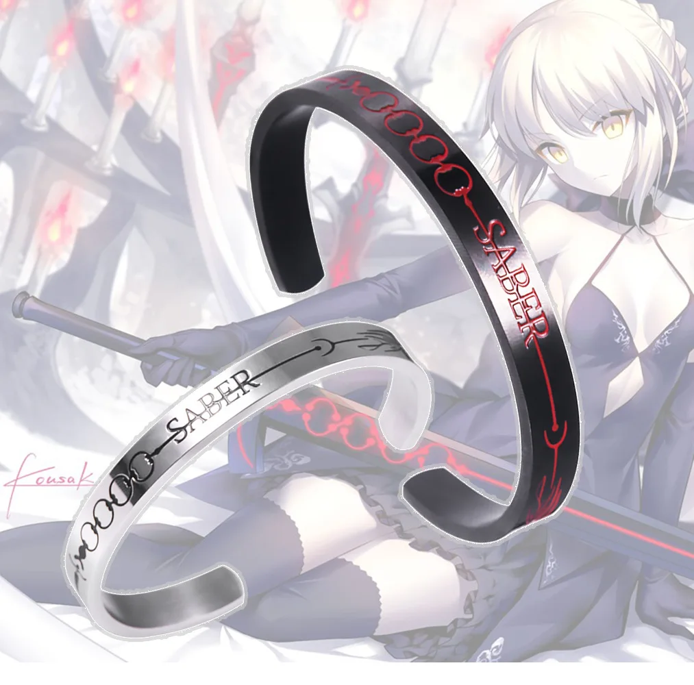 Fate Stay Night Saber Titanium Steel Cuff Bracelet Character Altria Pendragon Open Cosplay Gift | Украшения и аксессуары