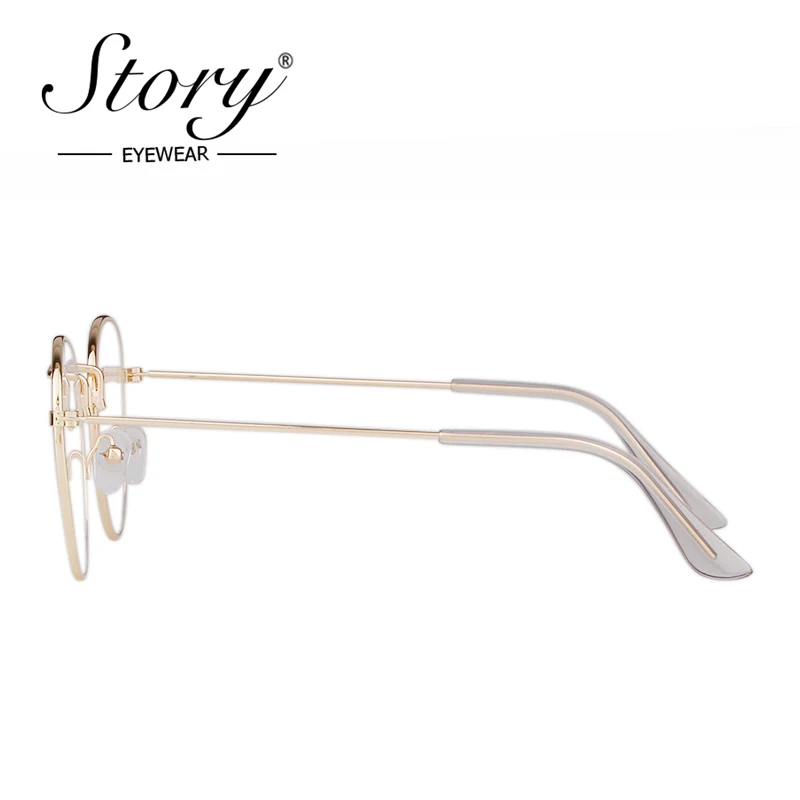 Story retro round blue light blocking glasses women 2020 brand designer computer eye glasses vintage gold glasses frame PS3447Q 3