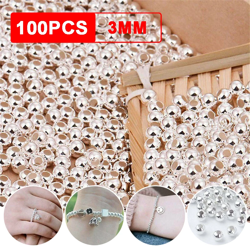 

100pcs DIY Supplies Round Balls Jewelry Making Beads Jewelry Making Findings For Making Stunning Bracelets Accessories