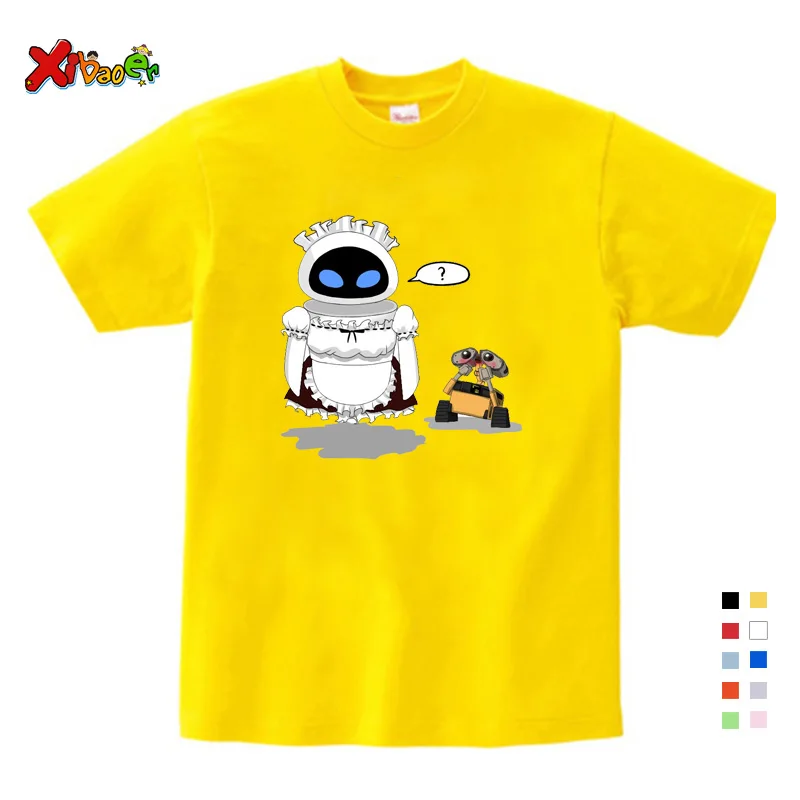 Забавная футболка с мультипликационным принтом «Wall-E Eve Robot» Homme Jollypeach, новая дышащая футболка, Детская футболка с короткими рукавами, 4, 6, 8 лет