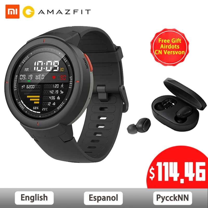 Pаспродажа Huami Amazfit Verge спортивные смарт часы 3 font b gps b font водонепроницаемый Bluetooth воспроизведение музыки вызов ответ сообщение Push пульсометр