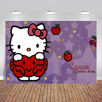 

Vinyl Hello Kitty photography background kids birthday party custom photo backdrop polyester photography background studio