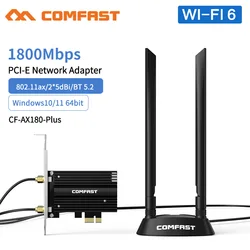 Wifi 6 pcie wi fi adaptador mt7921 banda dupla wi fi pci e placa de rede 1800m bluetooth5.2 802. 11ac/ax para pci express slot pc