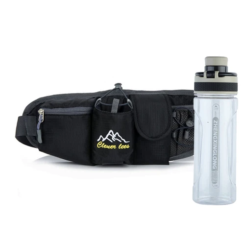 Black With Bottle Ремень для бега марафона с 500 мл, бутылка для воды, сумка для бега на открытом воздухе, сумка для бега для мужчин и женщин, поясная сумка для альпинизма, пешего туризма, Спортивная поясная сумка - Цвет: Black With Bottle