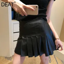 DEAT Мода для отдыха плиссированная Женская темпераментная черная мини тонкая юбка Весна новое женское короткое нижнее белье TD444