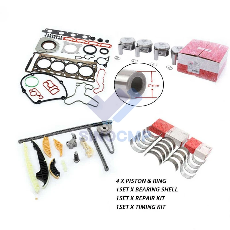 Комплект с поршнем для ремонта двигателя 21 мм подходит VW GTI Tiguan AUDI 2 0 TFSI CAEB |