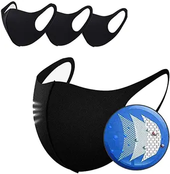 

Sponge Black Protective Mask Breathable Mascherine Reusable Face Mask Fashion Black Mask For Adults