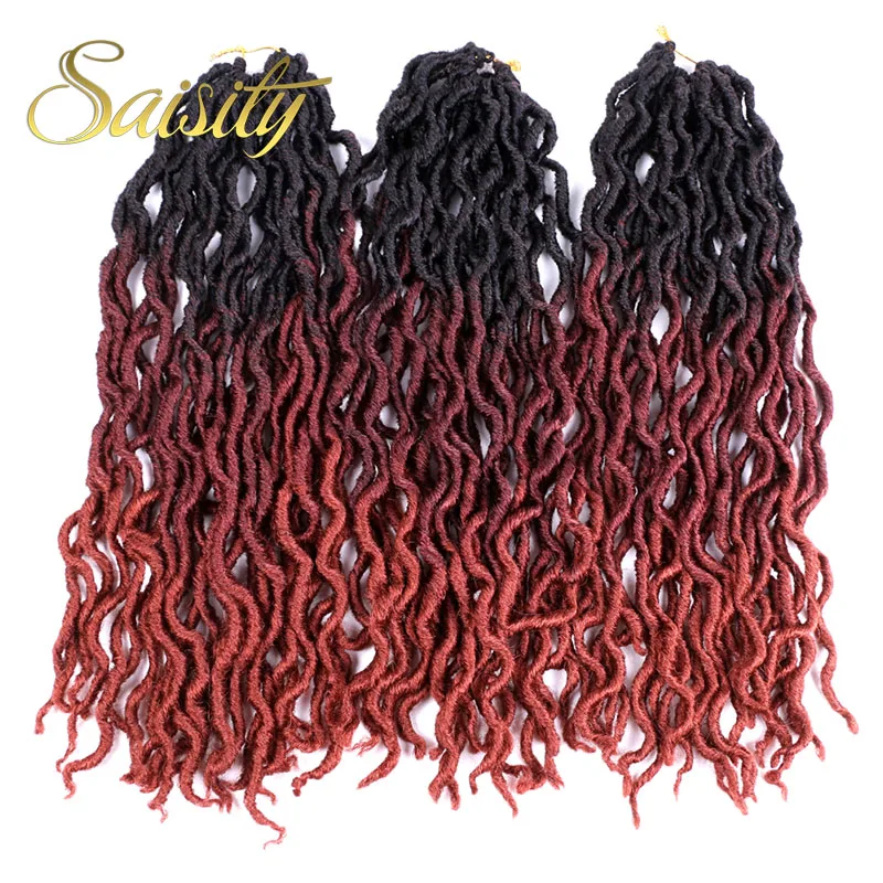 Saisity 18 дюймов 24 пряди Синтетические Ombre Faux locs кудряшки для наращивания мягкие вязанные крючком косички для наращивания волос