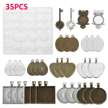 

35pcs/set Resin Casting Molds Silicone Mold Jewelry Pendant Mould DIY Craft Kit For DIY Jewelry Making Findings