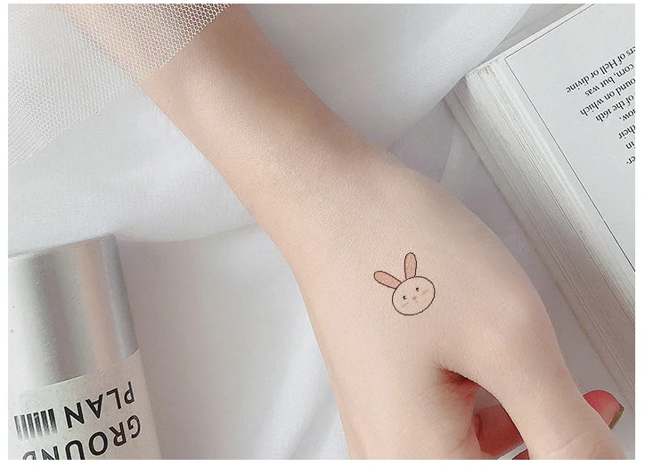 30pcs/set Small Waterproof Temporary Tattoo Sticker Cute Rabbit Heart Moon Flower Fake Tattoo for Body Finger Tattoo Kids Women