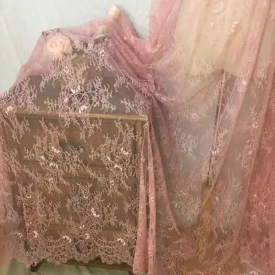 peach 3 м/лот классический дизайн нейлоновое платье ресницы кружева мягкий черный белый французский двусторонний Шантильи кружевная ткань - Цвет: peach