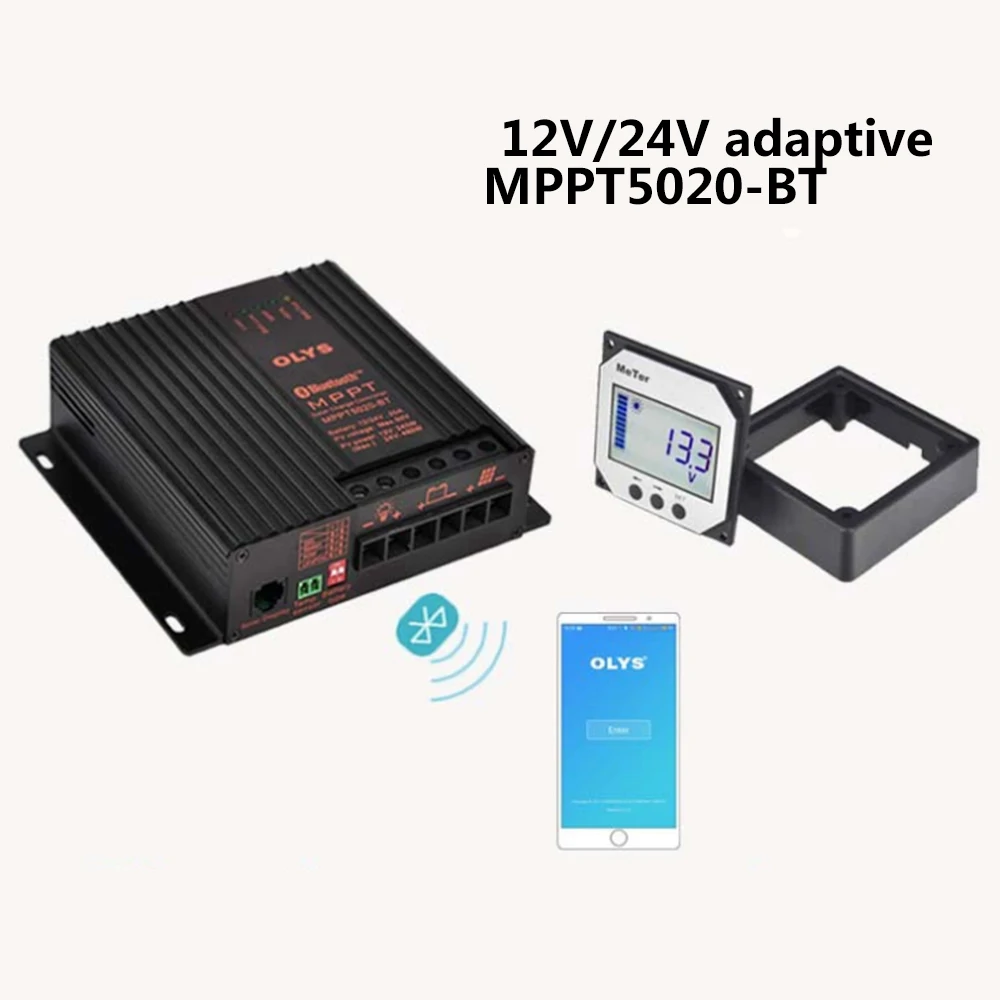 20A со слежением за максимальной точкой мощности Bluetooth MPPT Контроллер заряда для фотоэлектрических систем для салона автомобиля 12/24V адаптивный Солнечный контроллер зарядки DIP-переключатель с помощью приложения на телефоне - Цвет: with monitor 20A