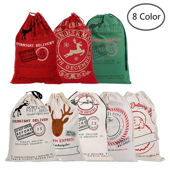 

1PC Christmas Gift Bags Santa Sack Organic Canvas Stocking Merry Christmas Decorations for Home Xmas Party Supplies