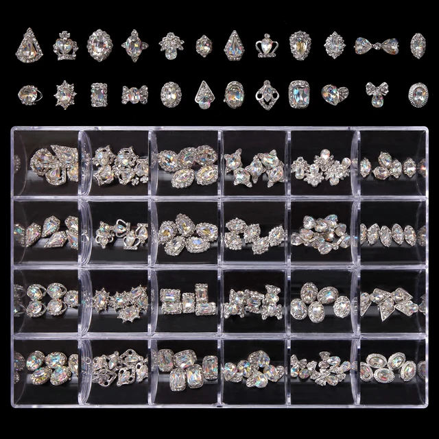 1BOX Jewelry Germ Nail Charms Luxury Kawaii Kit Crystal,Acrylic Flower,Rhinestones,Resin,Butterfly,Bear 3D Nails Decorations @MF set 14-120pcs
