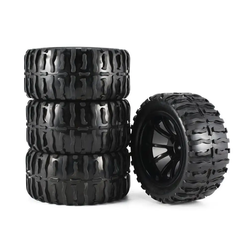 

4Pcs 115mm 10 Contour Square Stripes Fetal Flower Off-road Wheel Rim Tires for 1/10 Monster Truck Racing RC Car Accessories