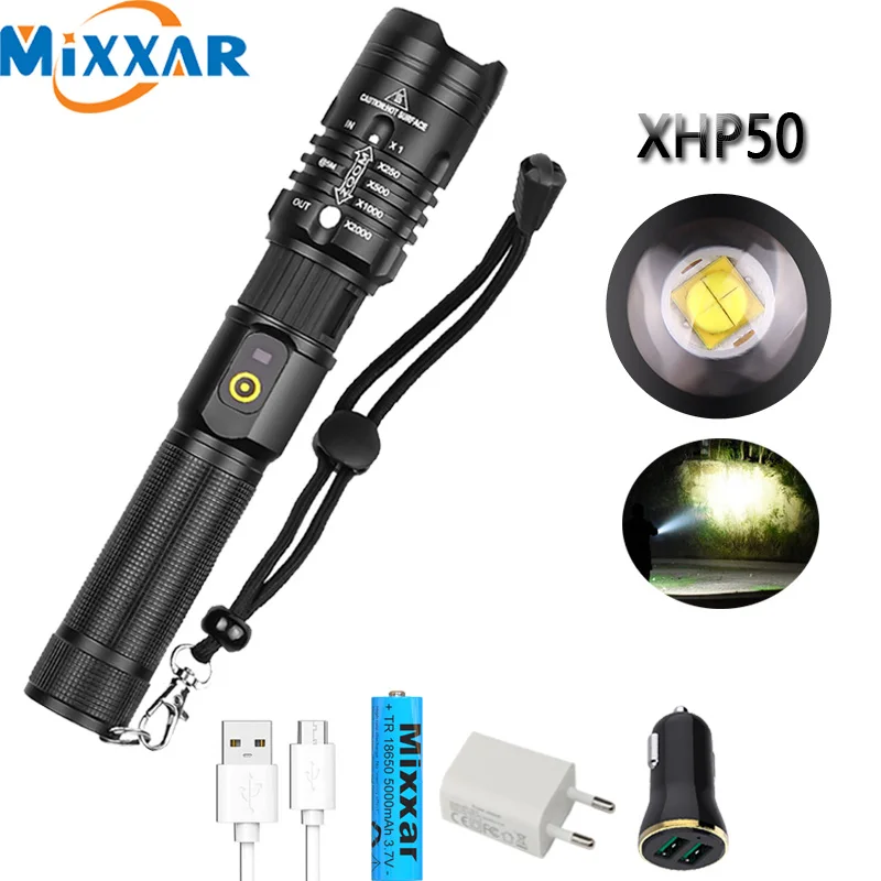 Дропшиппинг светодиодный XHP50 вспышка светильник масштабируемый супер яркий USB Перезаряжаемый Фонарь 18650 батарея Кемпинг ручной светильник