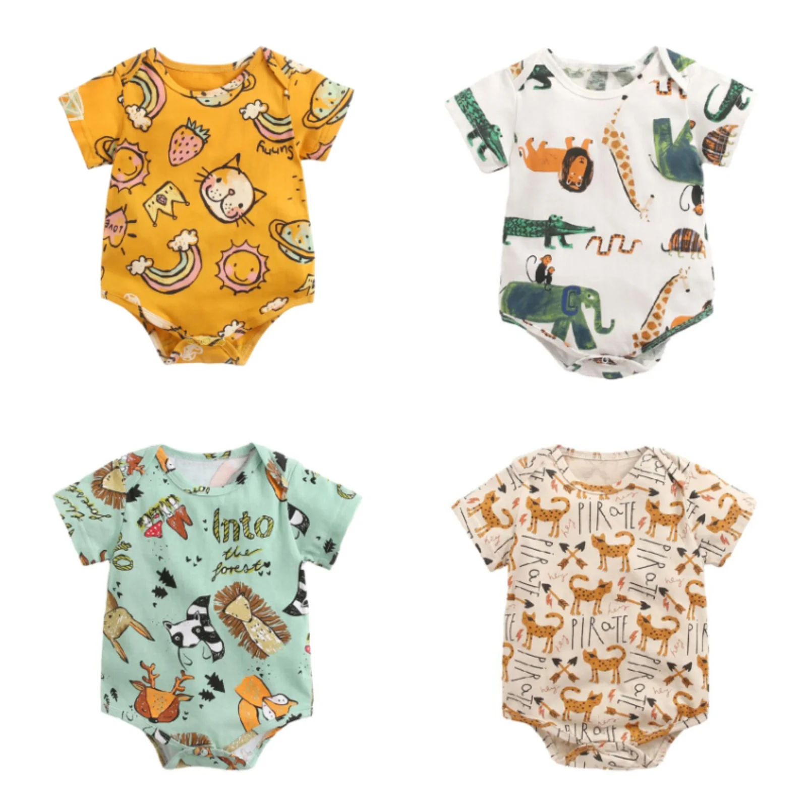 

2020 Newborn Baby Bodysuit Clothing Girls Boy Clothes Jumpsuit Infant Girls Clothing Suit Cartoon Print Cotton Bodysuit 0-36M