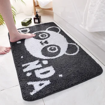 

Cute Panda Flocking Bath Mat Super Soft Non-slip Super Fast Absorbent Bathroom Carpet Microfiber Bathroom Door Mat Bath Rugs