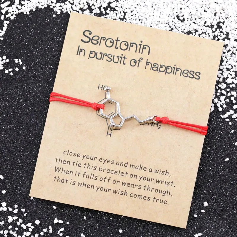 Serotonin Molecule Wish Bracelets 5-HT Bangle Hormone Molecules DNA Bracelet Mental Health Chemistry DNA Bracelet Nurse Jewelry