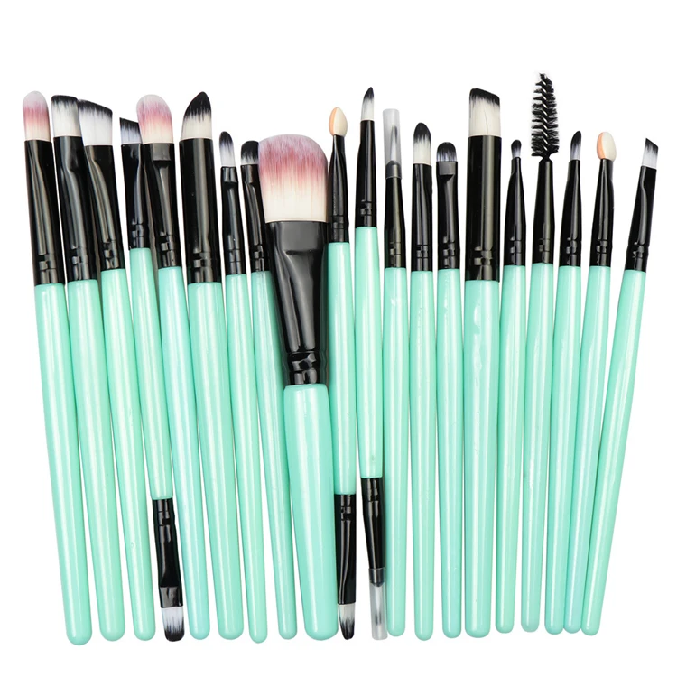 green black white 20 шт. набор кистей для макияжа Профессиональная подводка для бровей Кисть для макияжа Набор для путешествий основы красоты инструмент для женщин Прямая - Цвет: green black white