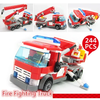 

244 PCS Building Blocks City Fire fighting truck Creative Bricks children Toys Small Particles