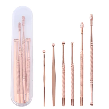 

6pcs/set Ear Wax Pickers Stainless Steel Earpick Wax Remover Curette Ear Pick Cleaner Ear Cleaner Spoon Care Ear Clean Tool