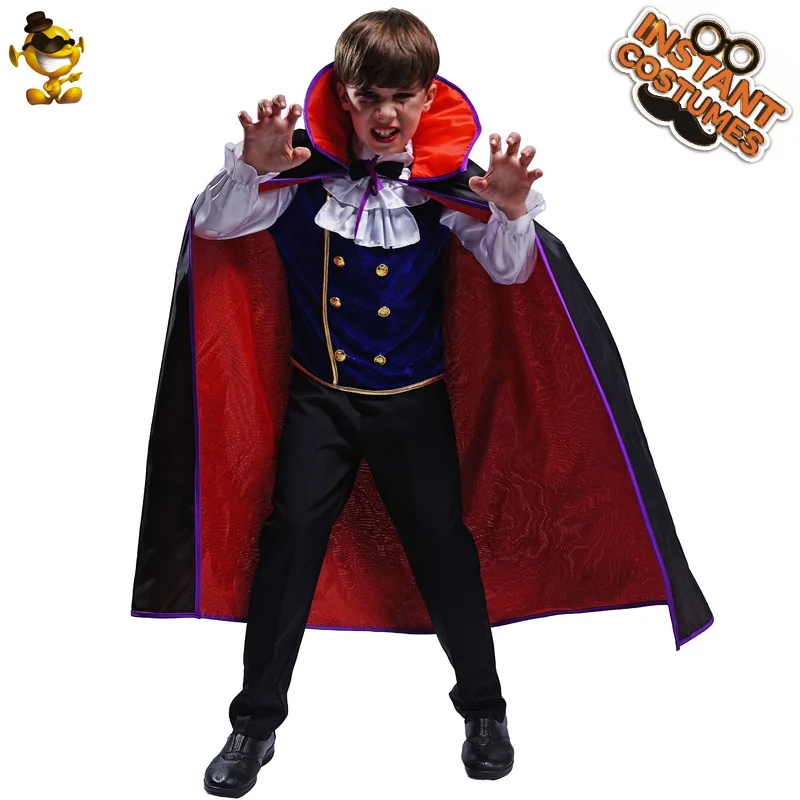 Boy's Vampire Costume for Kid Halloween Costumes Role Play Child Deluxe Vampire Suit Costume