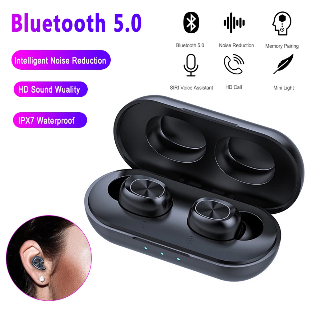 TWS Wireless Headphones 8D Stereo Sound Bluetooth V5 0 Earphones Sports Earbuds Headsets Noise Cancel Waterproof Touch control