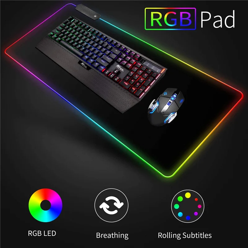 Led E-sports Game Large Luminous Keyboard Pad, Rgb Mouse Pad, Game Colorful  Light Fabric Table Mat - Temu