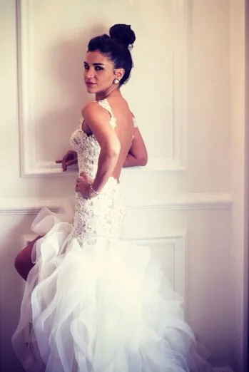 С оборками из органзы с Casamento vestido de noiva сексуальный с низким вырезом на спине Романтический свадебное платье платья для матери невесты
