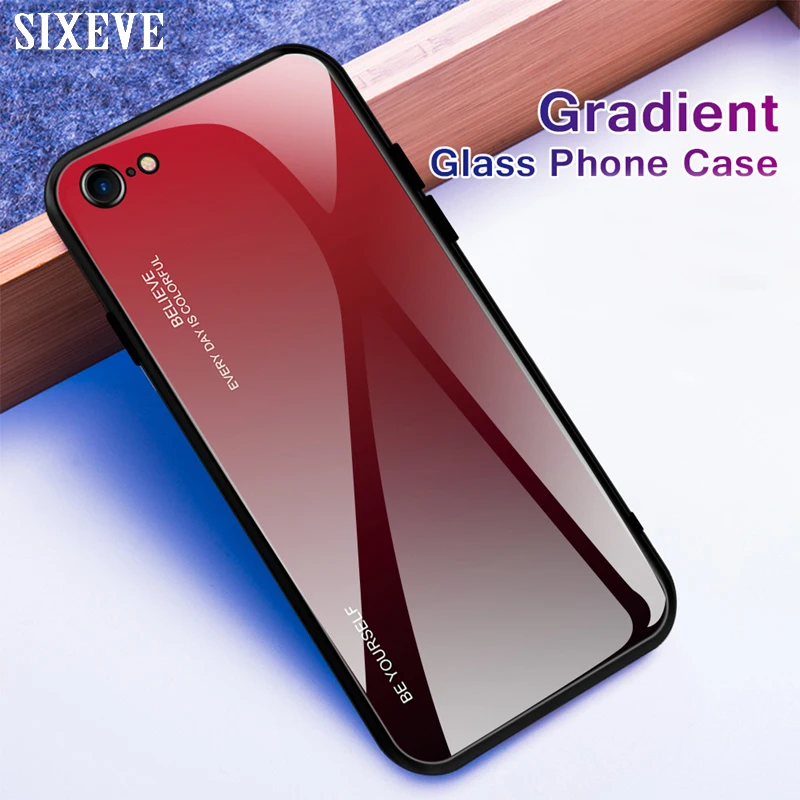 

Tempered Glass Phone Case For iPhone Xs Max XR X 6 s 6s 7 8 Plus 6Plus 6sPlus 7Plus 8Plus Luxury Gradient Hard Back Cover Coque