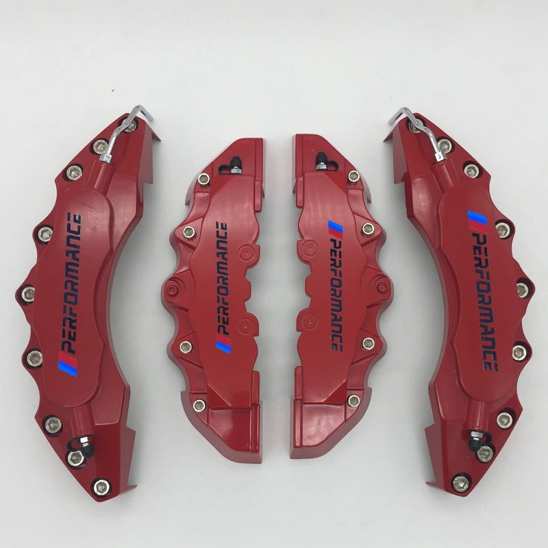 

Red 4pcs ABS Plastic Disc Brake Caliper Covers With Chrome ///M M Performance Carbon Logo With Silver Screws For BMW
