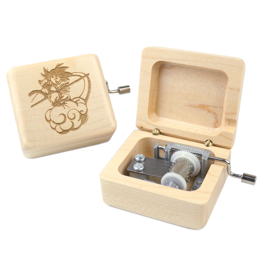Sinzyo Carved wooden hand crank DragonBallZ Music Box Carved Mechanism Gift for Christmas/Birthday/Valentine's day gift