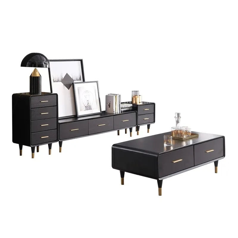 tea table wooden design Living Room TV monitor stand mueble marble leather oval edge cabinet +tv stand table+Coffee centro Table