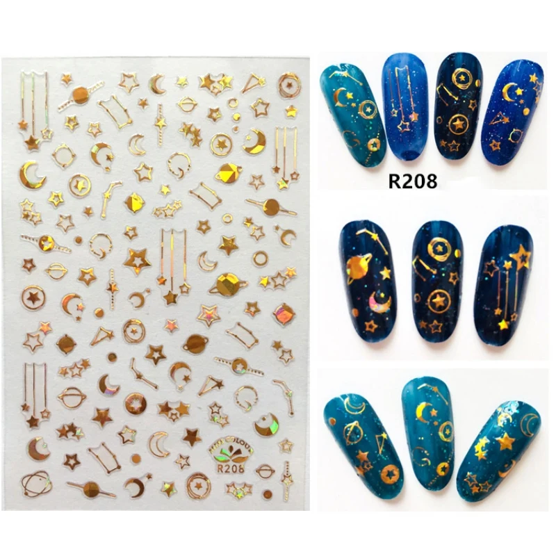 

Nail Sticker Star Moon Nail Art Sticker Laser Gold And Silver Nail Sticker Nail Decorations Manicure Accessories*u
