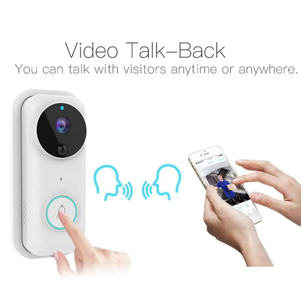 Дверной звонок, умный видео дверной звонок, Wifi, дистанционное видеонаблюдение, двухсторонний домофон, ночное видение, долгий режим ожидания, Wifi1080P B70