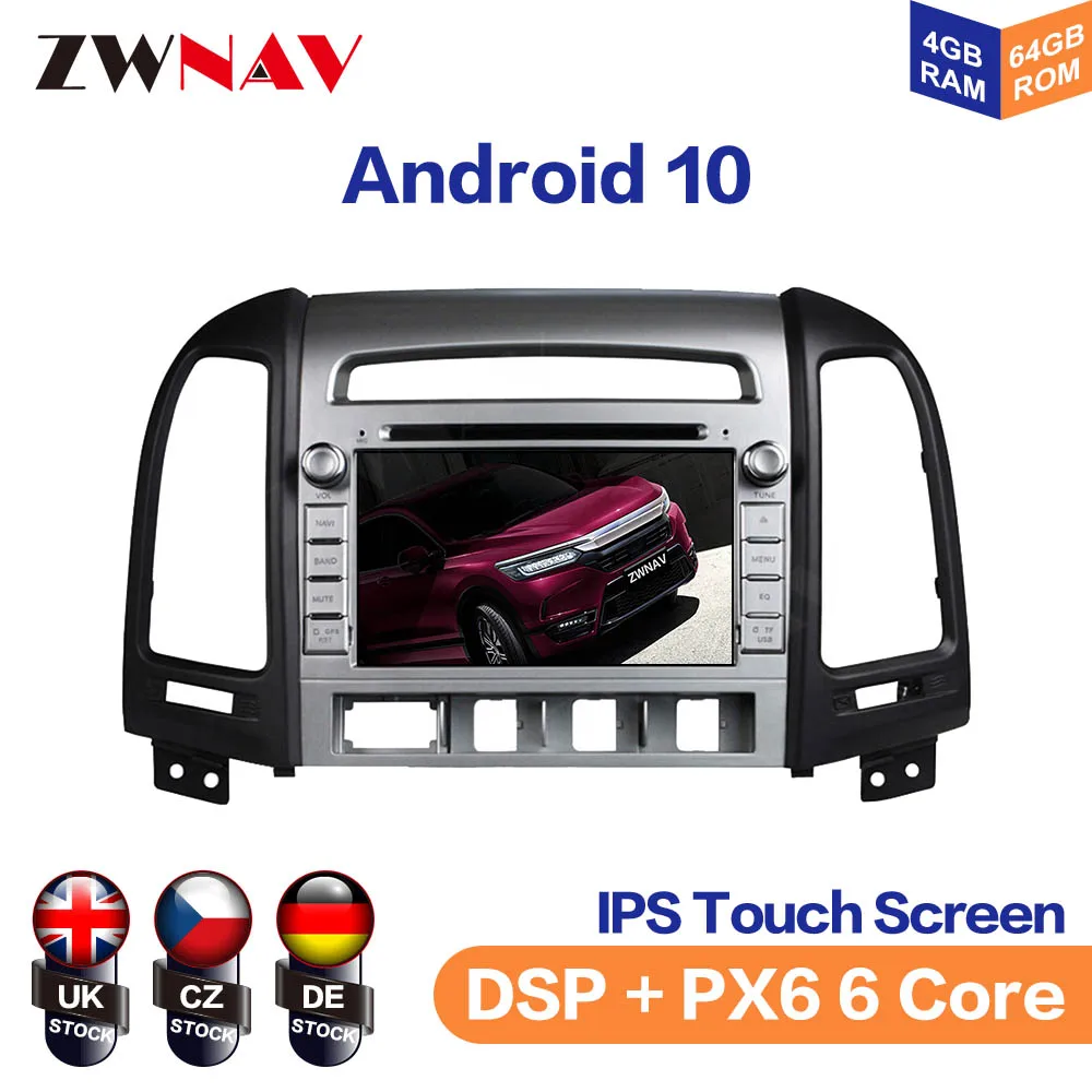 

Car DVD DSP Android 10 PX5/PX6 GPS Navigation For Hyundai Santa Fe 2006-2011 Auto Radio Stereo Head Unit Multimedia Player