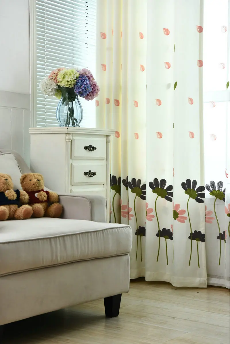 curtain BIGMUM современный стиль вышитые цветочные занавески шторы для гостиной шторы на окна для спальни - Цвет: curtain