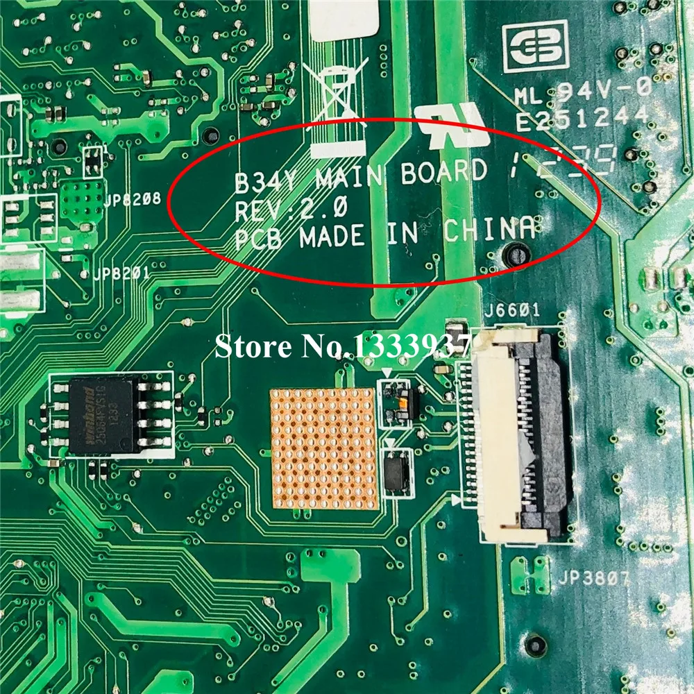 Материнская плата для ноутбука ASUS B34Y REV.2.0 SR0N9 I3-3217U