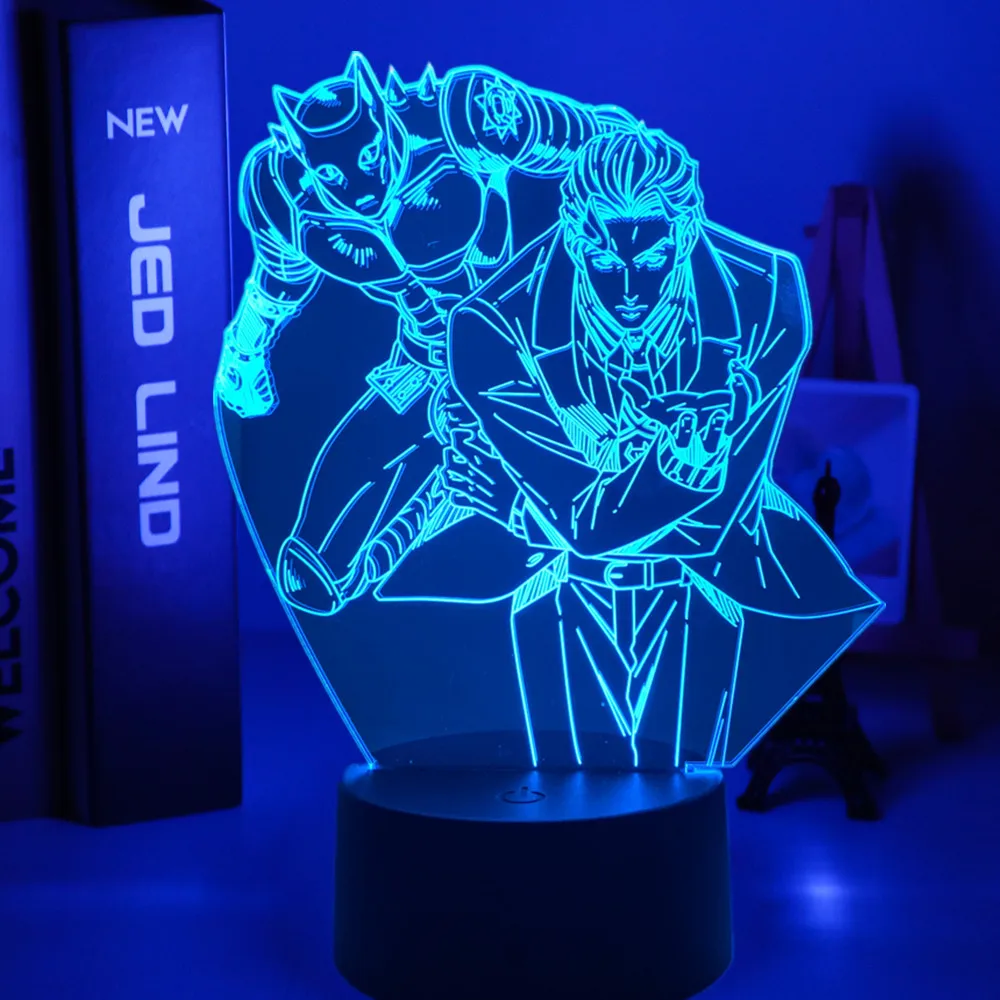 3d Night Light Anime JoJo Bizarre Adventure Yoshikage Kira for Bedroom Decor Birthday Gift Him Jojo Led Lamp Manga | Лампы и освещение